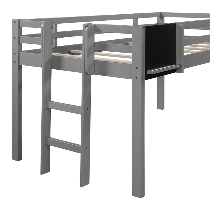 Gray Twin Loft Bed Bed Chalkboard and Slide Image 5