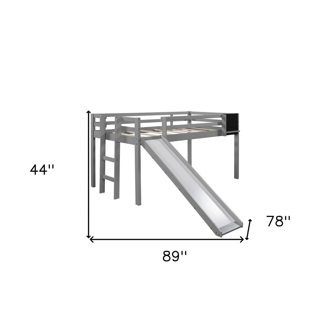 Gray Twin Loft Bed Bed Chalkboard and Slide Image 10