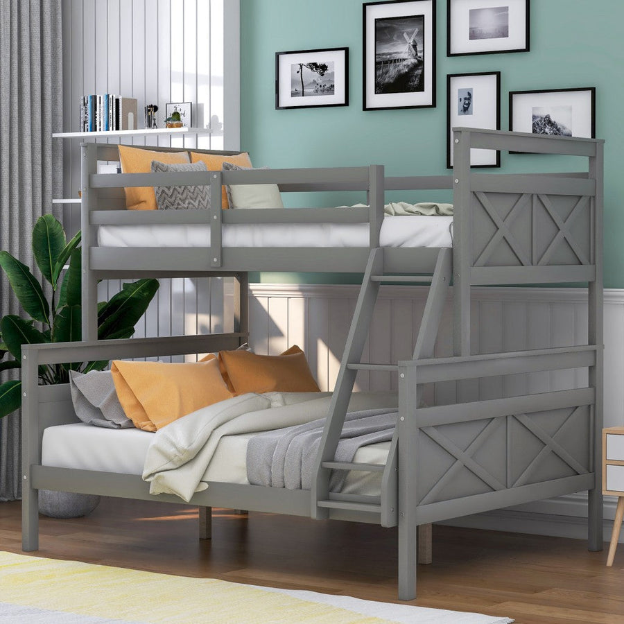 Gray Twin Over Full Size Bunk Bed Image 1