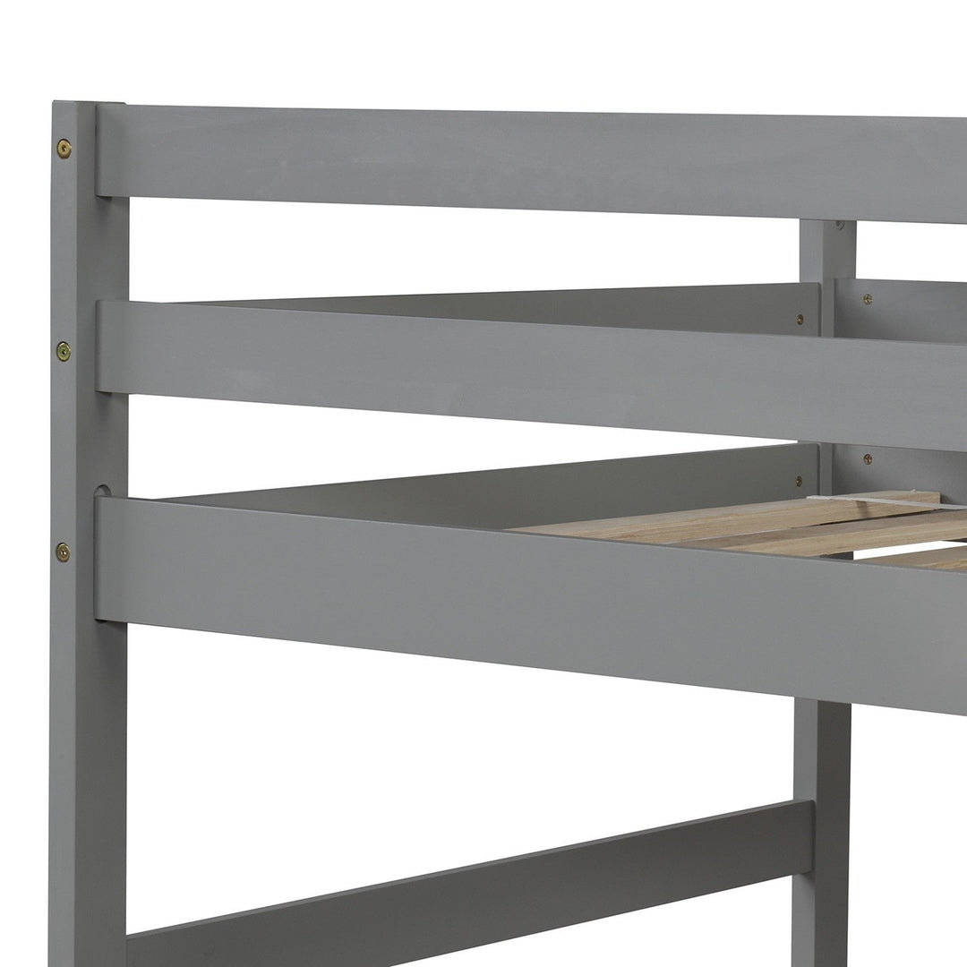 Gray Twin Over Twin Contemporary Bunk Bed With Stairs Image 6