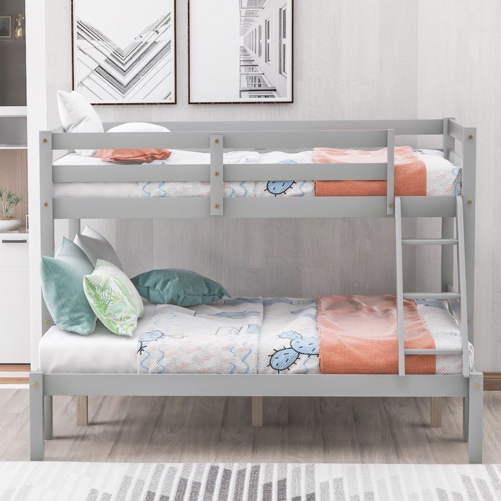 Gray Twin Size Full Size Bunk Bed Image 3