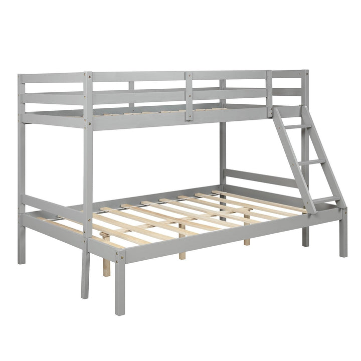 Gray Twin Size Full Size Bunk Bed Image 4