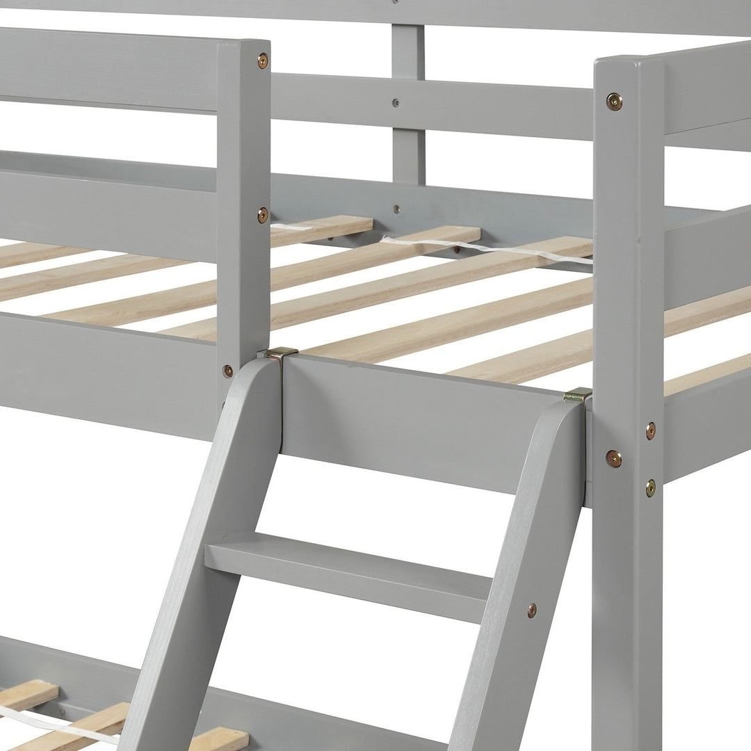 Gray Twin Size Full Size Bunk Bed Image 7