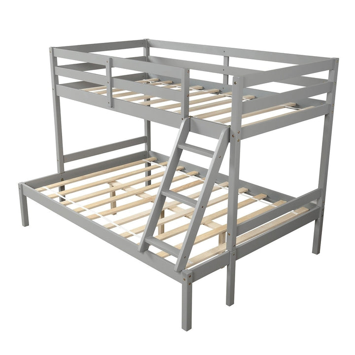 Gray Twin Size Full Size Bunk Bed Image 9