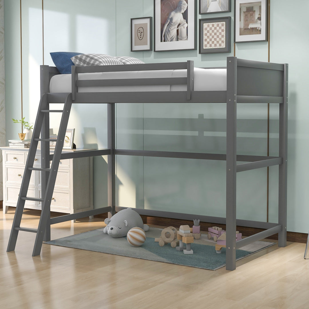 Gray Twin Size High Loft Bed Image 1