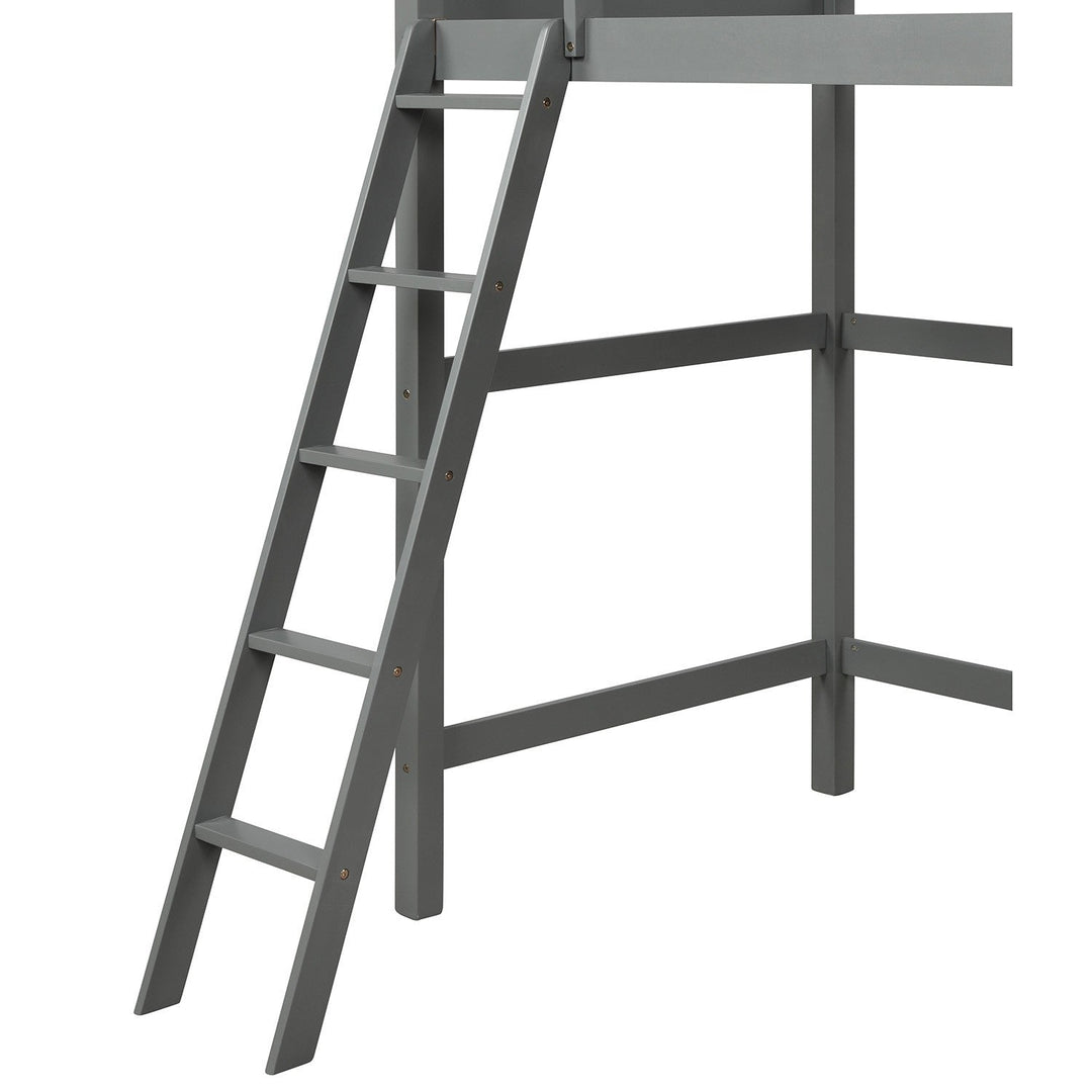 Gray Twin Size High Loft Bed Image 5