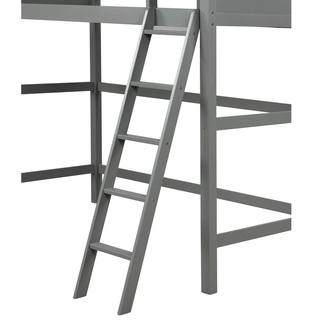 Gray Twin Size High Loft Bed Image 7