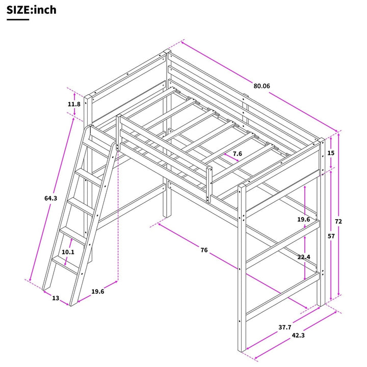 Gray Twin Size High Loft Bed Image 8