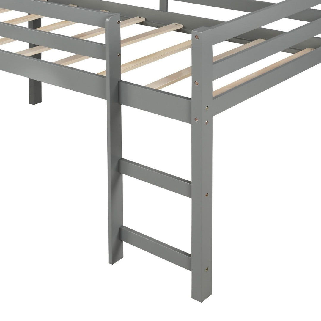 Gray Twin Size Low Loft Bed With Slide Image 5