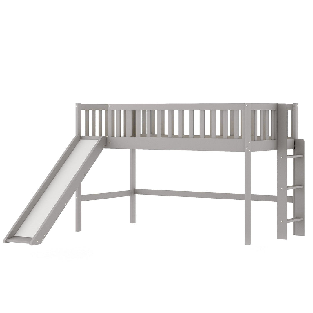 Gray Twin Traditional Manufactured Wood and Solid Wood Bunk Bed Image 4