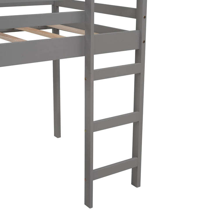 Gray Twin Size Slide House Loft Bed Image 6