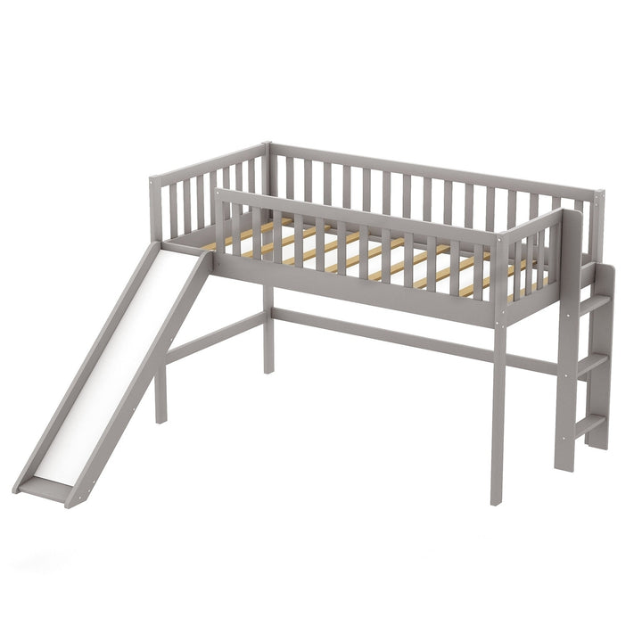 Gray Twin Traditional Manufactured Wood and Solid Wood Bunk Bed Image 5