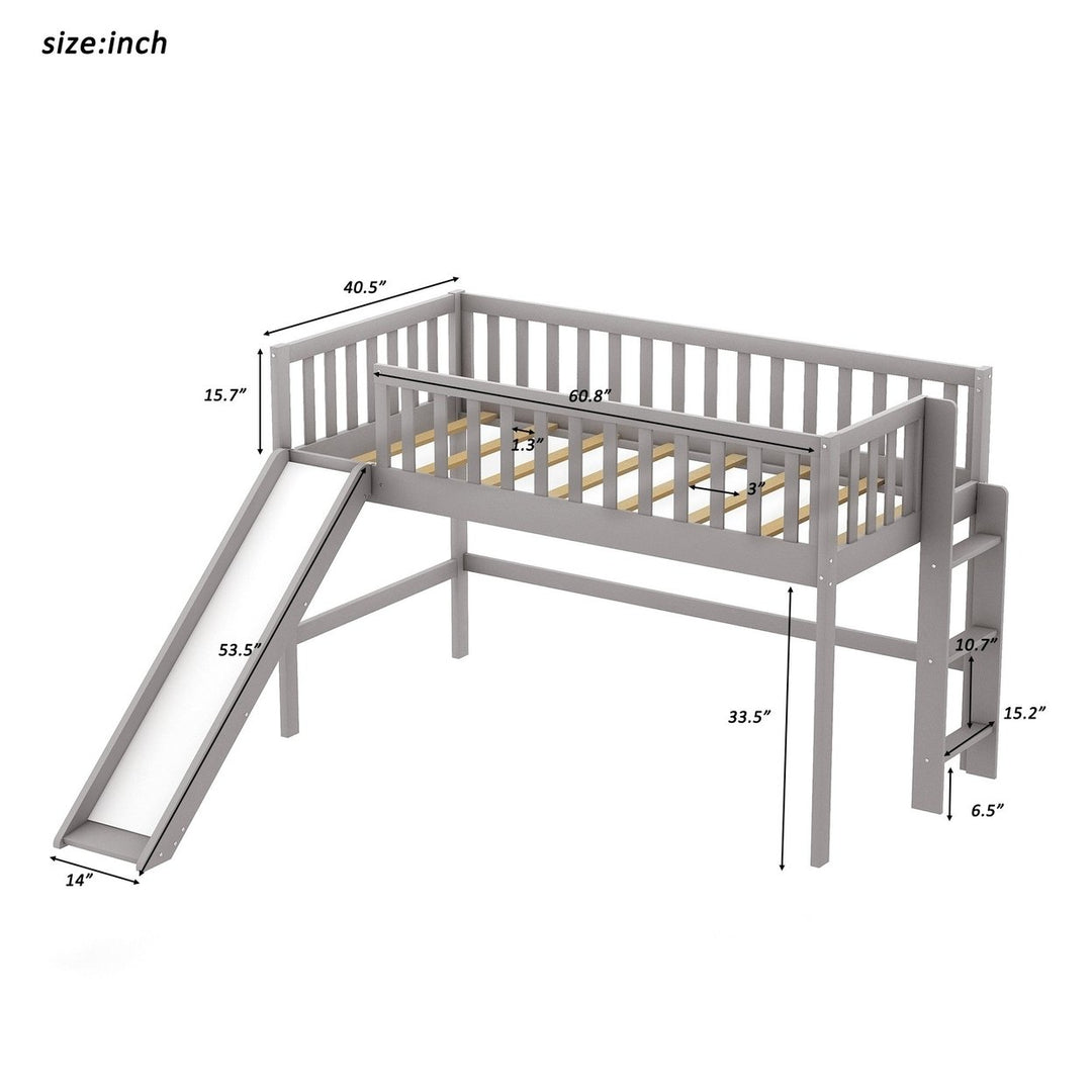 Gray Twin Traditional Manufactured Wood and Solid Wood Bunk Bed Image 8