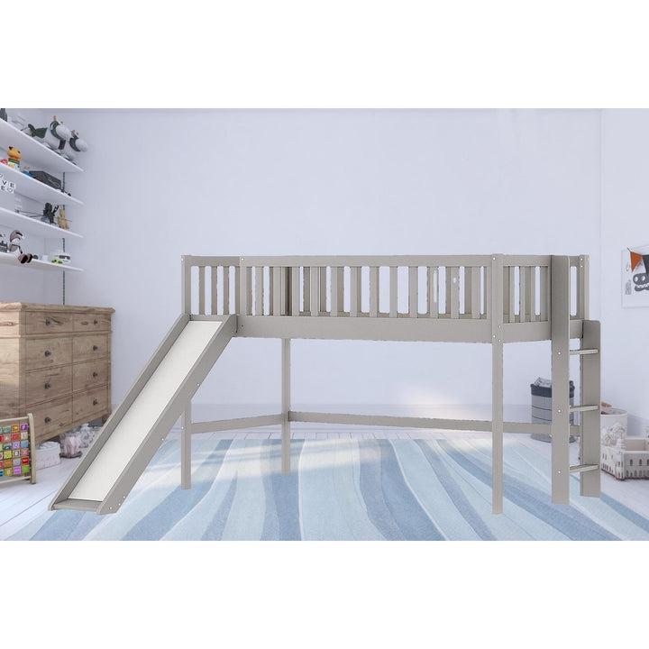 Gray Twin Traditional Manufactured Wood and Solid Wood Bunk Bed Image 10