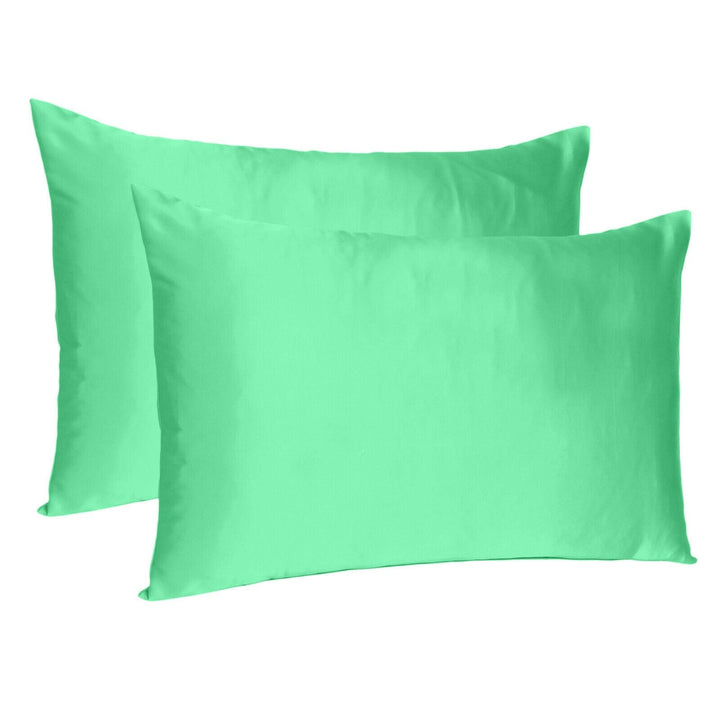 Green Dreamy Set Of 2 Silky Satin King Pillowcases Image 1