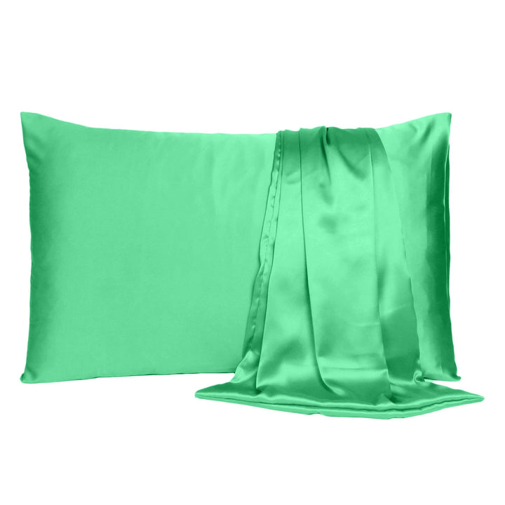 Green Dreamy Set Of 2 Silky Satin King Pillowcases Image 2