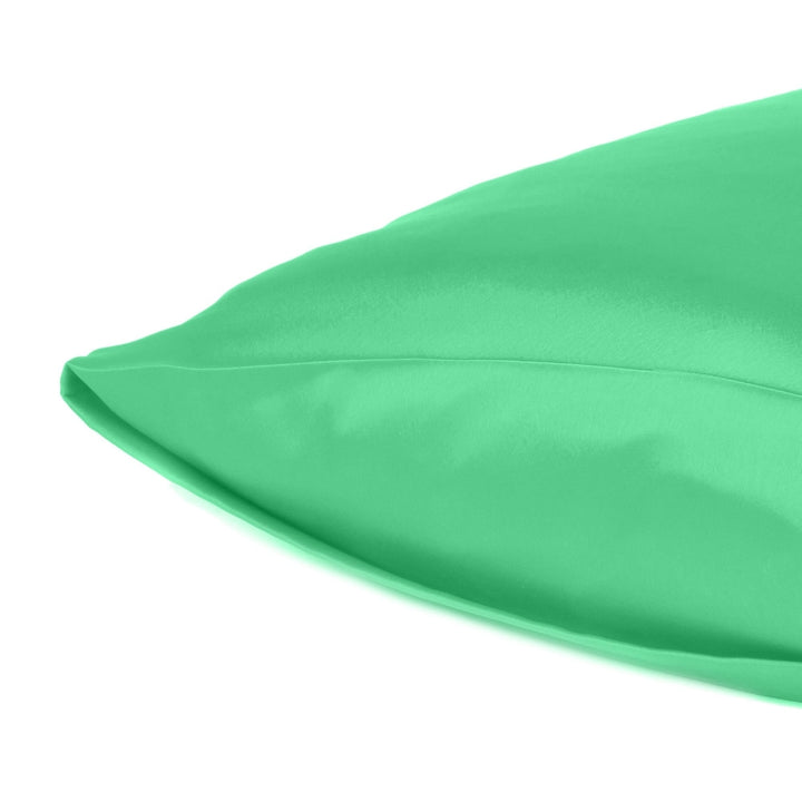 Green Dreamy Set Of 2 Silky Satin King Pillowcases Image 5