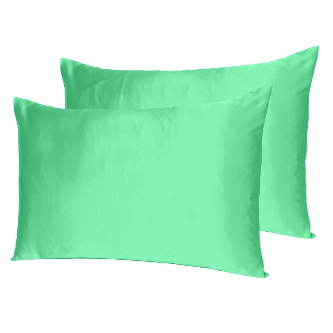 Green Dreamy Set Of 2 Silky Satin King Pillowcases Image 8