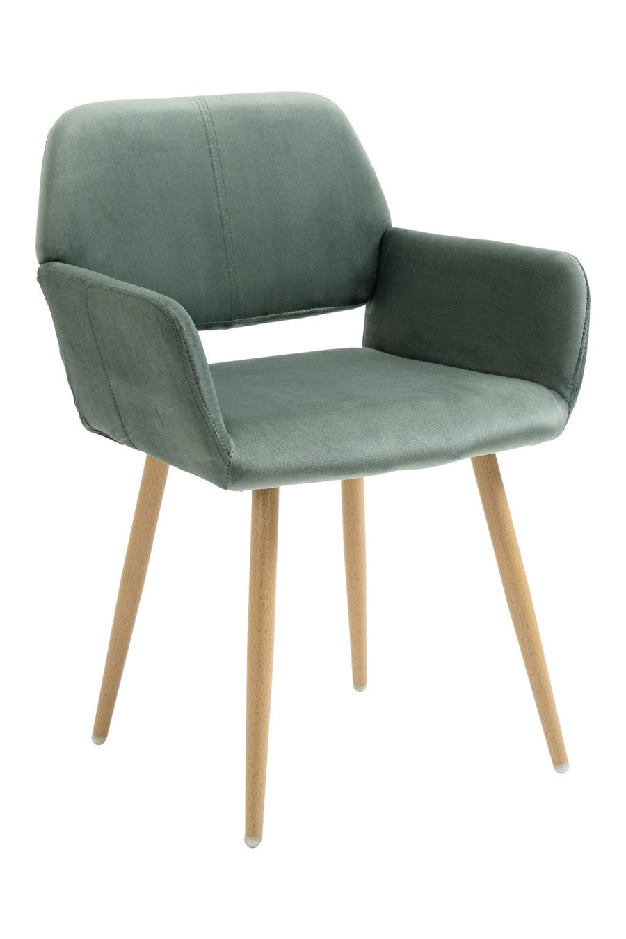 Green Upholstered Velvet Open Back Dining Chair Image 1