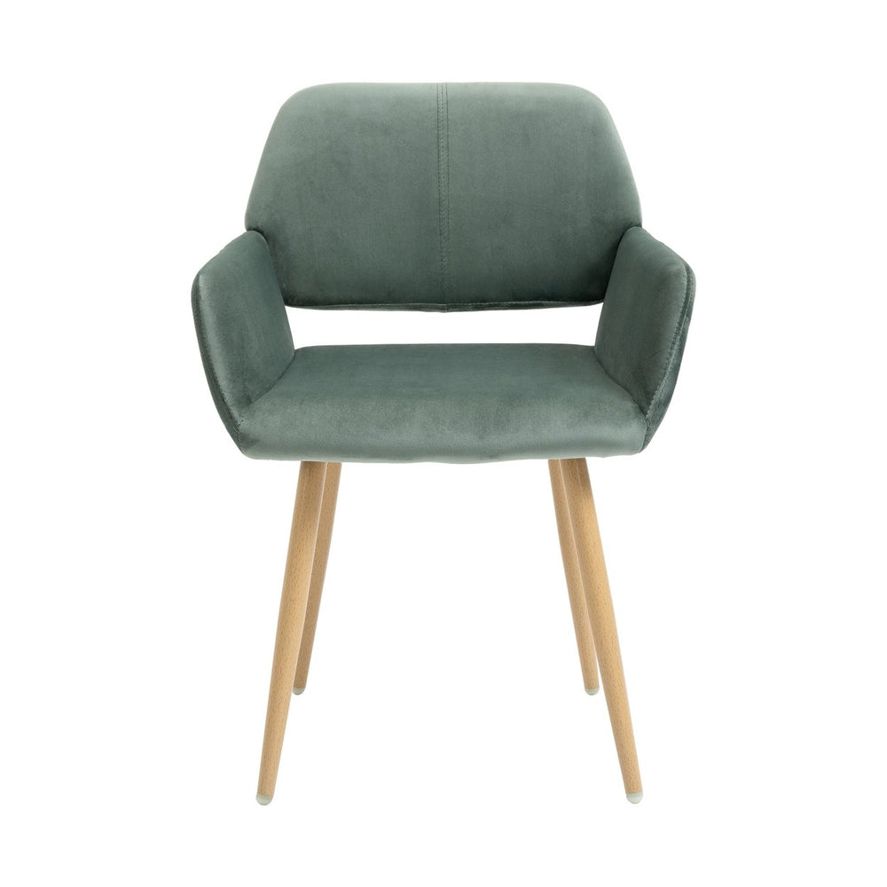 Green Upholstered Velvet Open Back Dining Chair Image 2