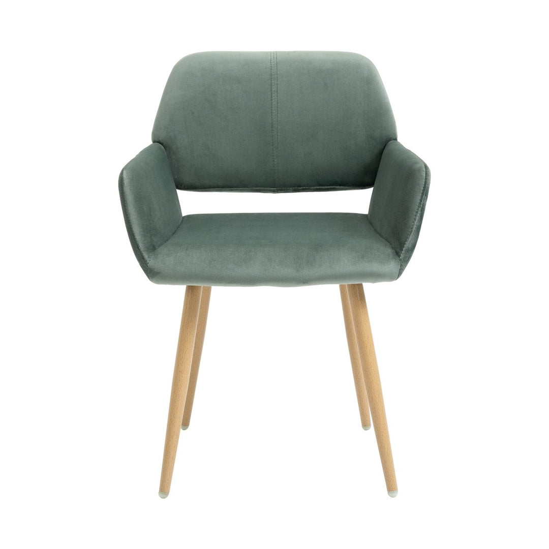 Green Upholstered Velvet Open Back Dining Chair Image 2