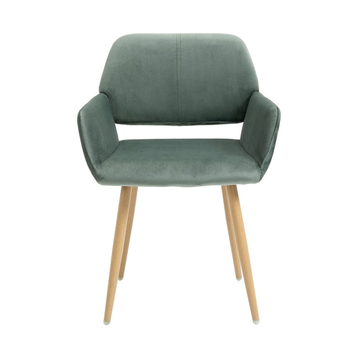 Green Upholstered Velvet Open Back Dining Chair Image 3