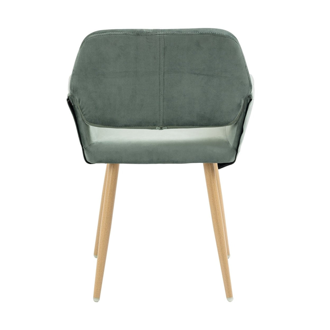 Green Upholstered Velvet Open Back Dining Chair Image 4