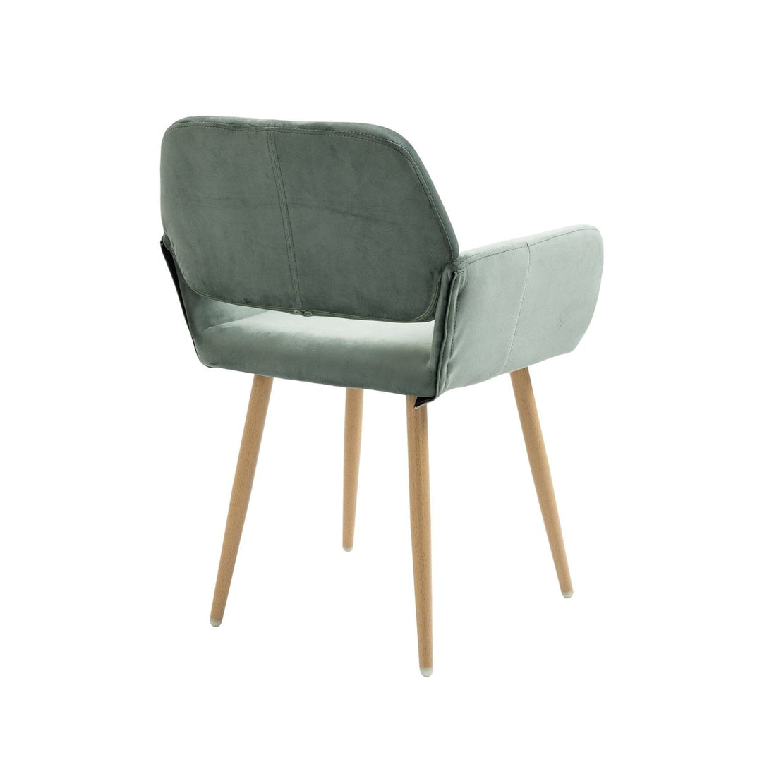 Green Upholstered Velvet Open Back Dining Chair Image 5