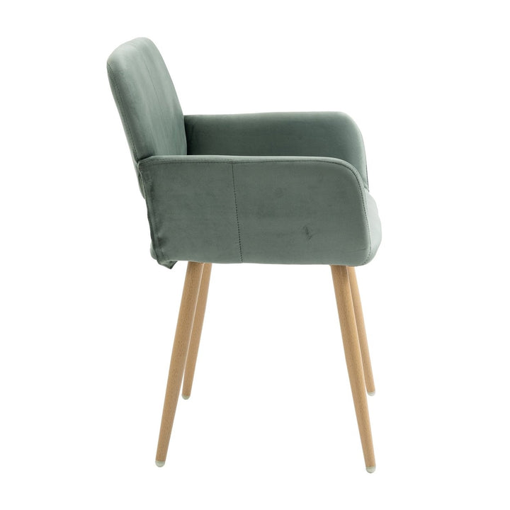 Green Upholstered Velvet Open Back Dining Chair Image 6