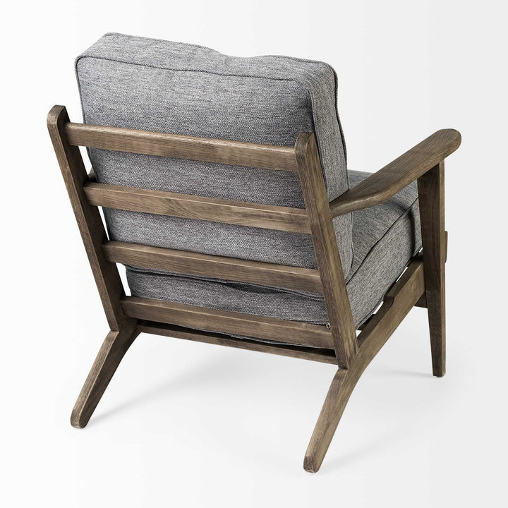 Grey Fabric Wrapped Medium Brown Accent Chair With Wooden Frame Image 7