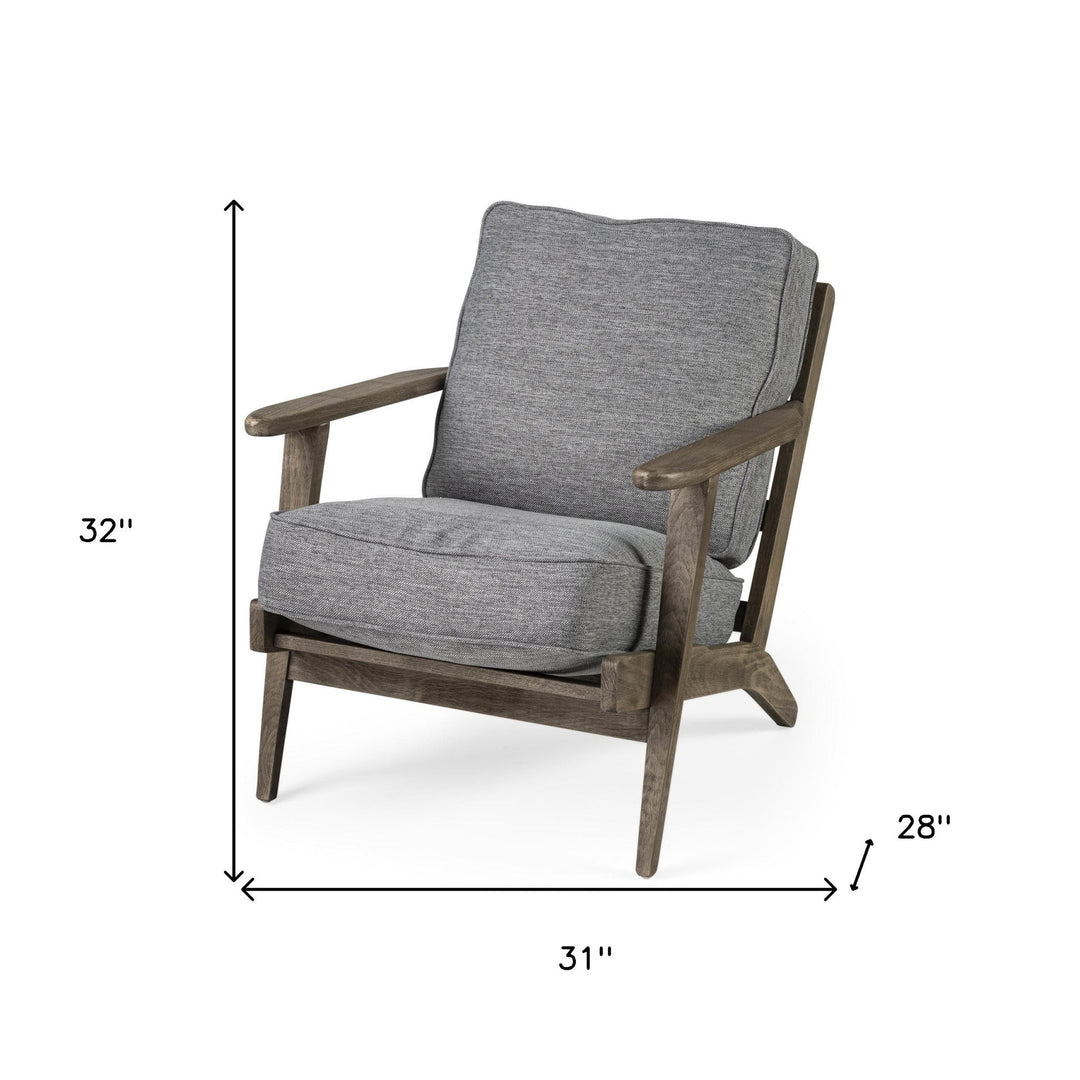 Grey Fabric Wrapped Medium Brown Accent Chair With Wooden Frame Image 8