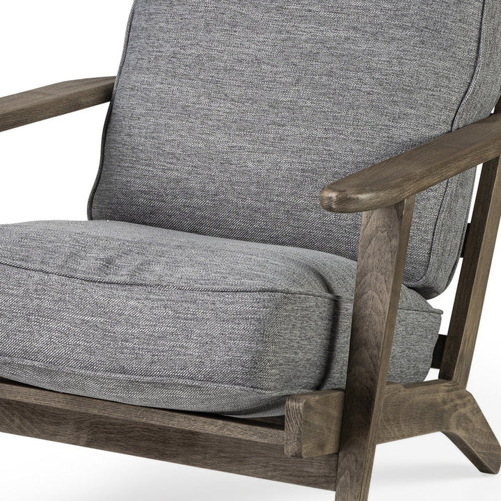 Grey Fabric Wrapped Medium Brown Accent Chair With Wooden Frame Image 9