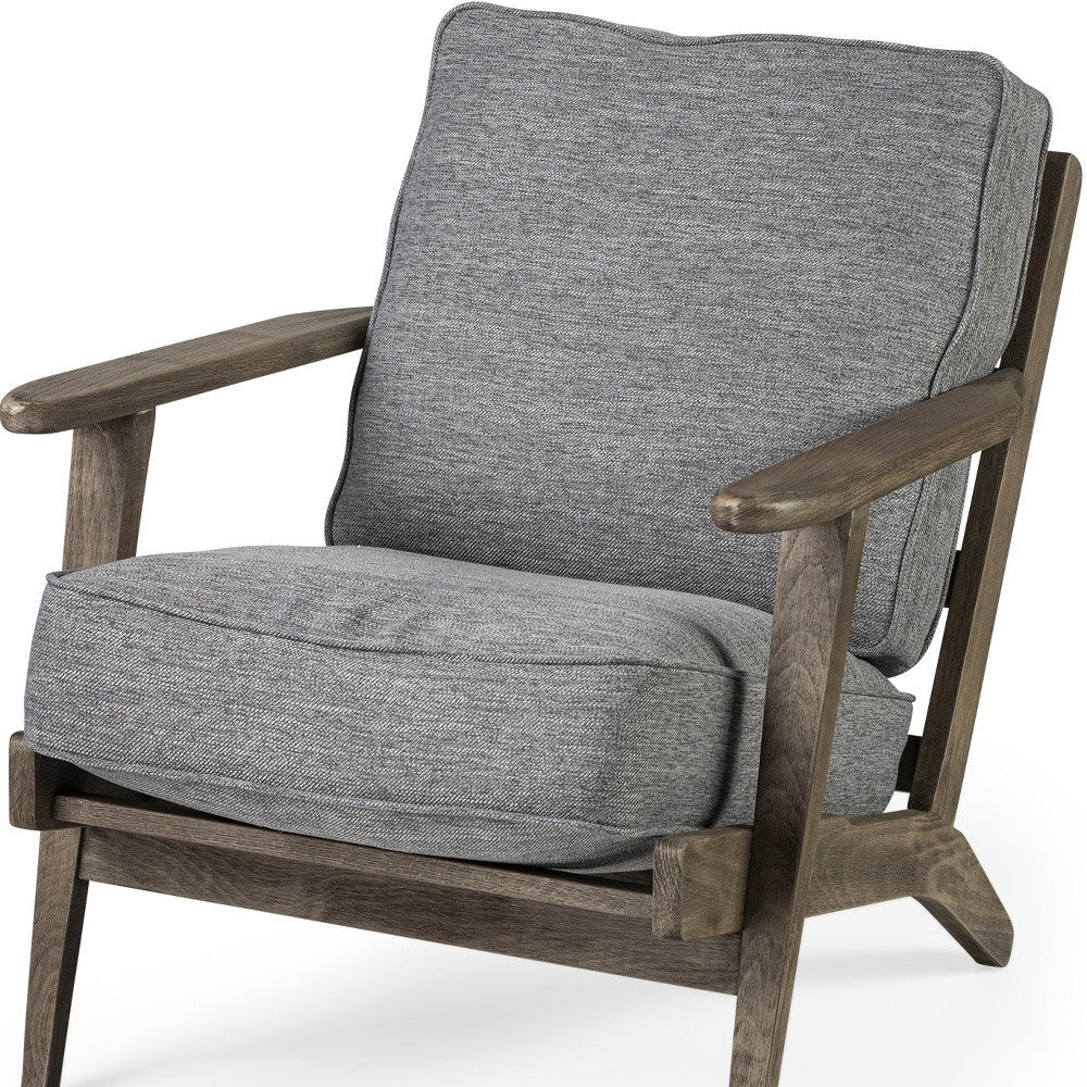 Grey Fabric Wrapped Medium Brown Accent Chair With Wooden Frame Image 10