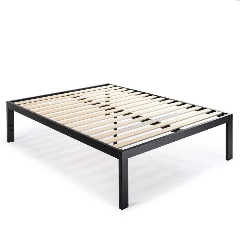 King size 18 Inch Easy Assemble Metal Platform Bed Frame Wooden Slats Image 1