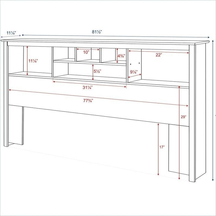 King size Bookcase Headboard in Black Wood Finish Image 5