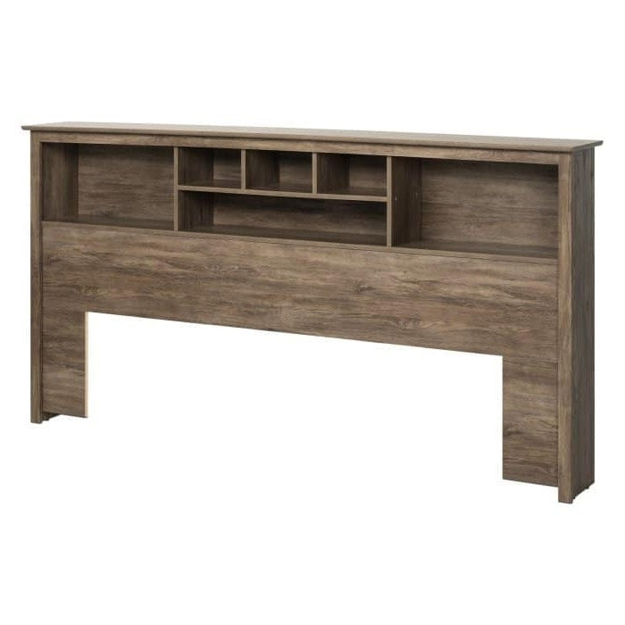 King size Bookcase Headboard in Drifted Gray Wood Finish Image 1