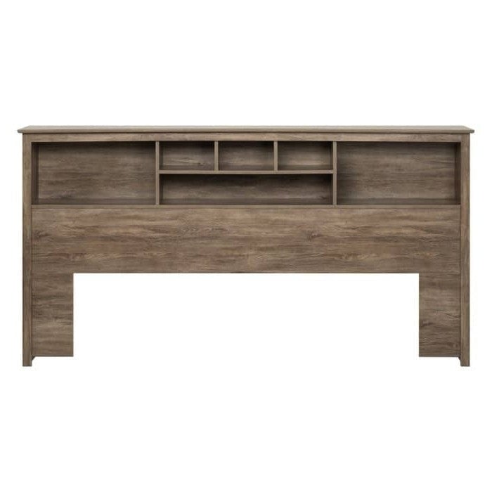 King size Bookcase Headboard in Drifted Gray Wood Finish Image 2