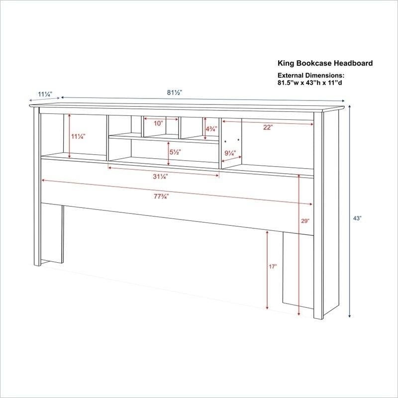 King size Bookcase Headboard in Espresso Wood Finish Image 4