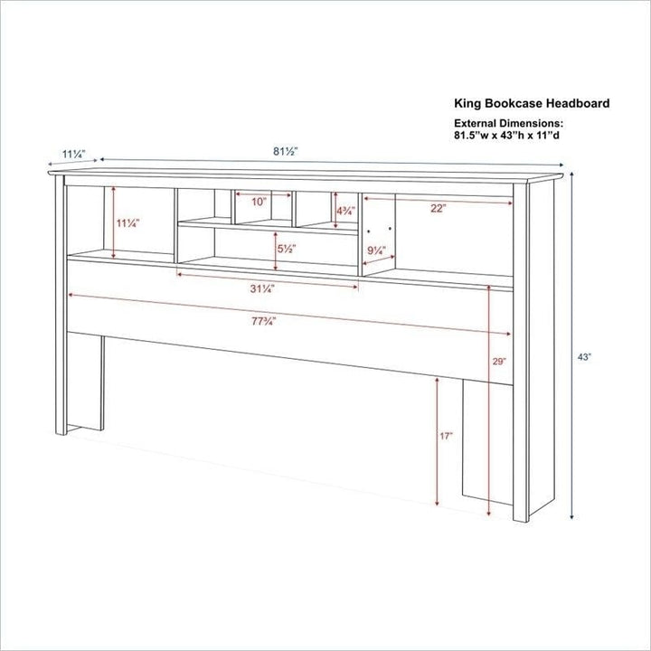 King size Bookcase Headboard in Espresso Wood Finish Image 4