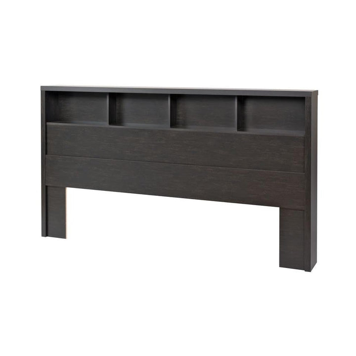 King size Bookcase Headboard in Washed Black Wood Finish Image 1