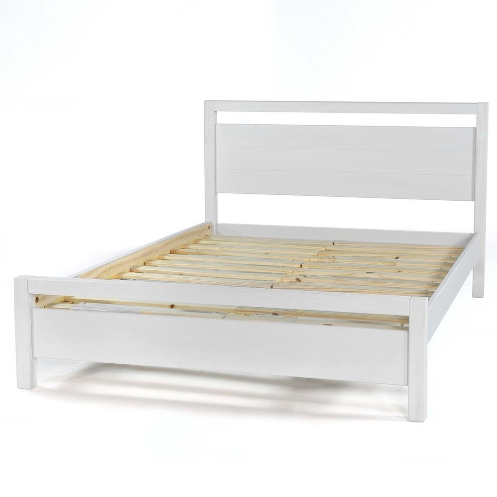 King Size FarmHouse Traditional Rustic White Platform Bed Image 2