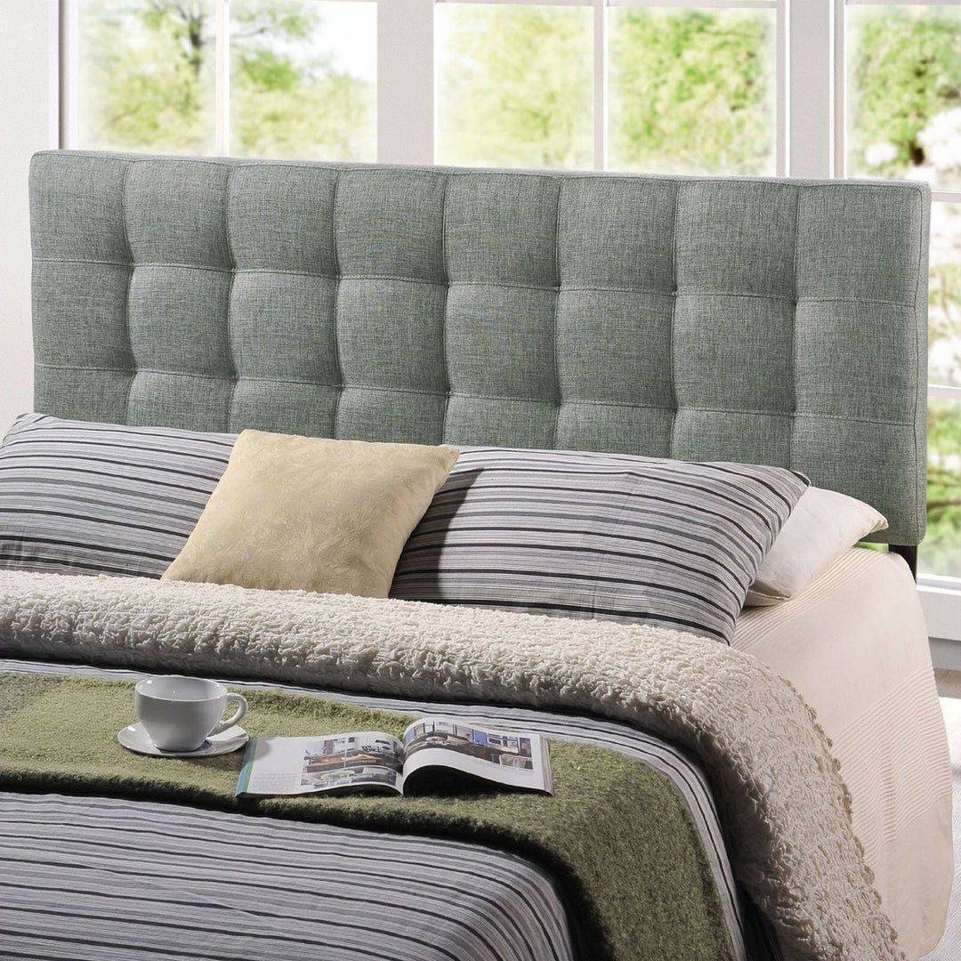 King size Grey Fabric Modern Button-Tufted Upholstered Headboard Image 2