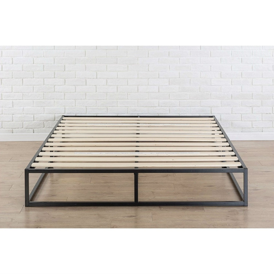 King size Modern 10-inch Low Profile Metal Platform Bed Frame with Wood Slats Image 1