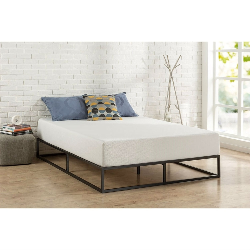 King size Modern 10-inch Low Profile Metal Platform Bed Frame with Wood Slats Image 2