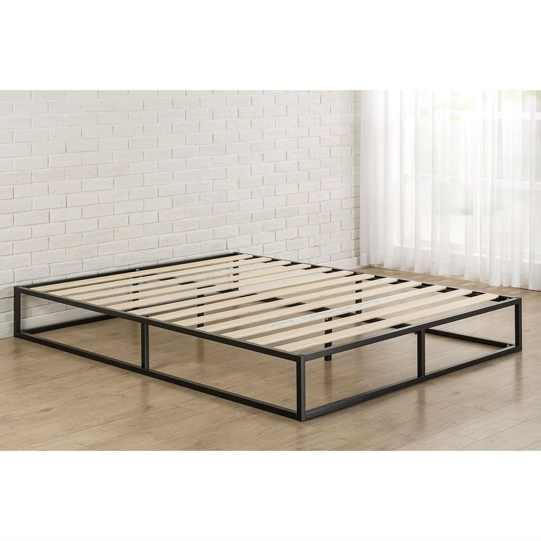 King size Modern 10-inch Low Profile Metal Platform Bed Frame with Wood Slats Image 3