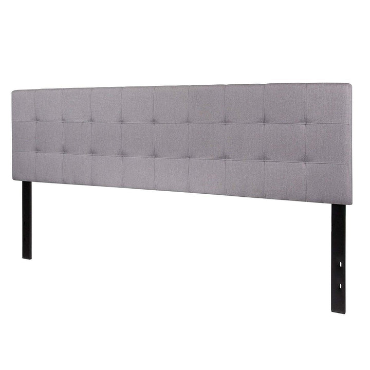 King size Modern Light Grey Fabric Upholstered Panel Headboard Image 1