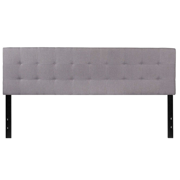 King size Modern Light Grey Fabric Upholstered Panel Headboard Image 2