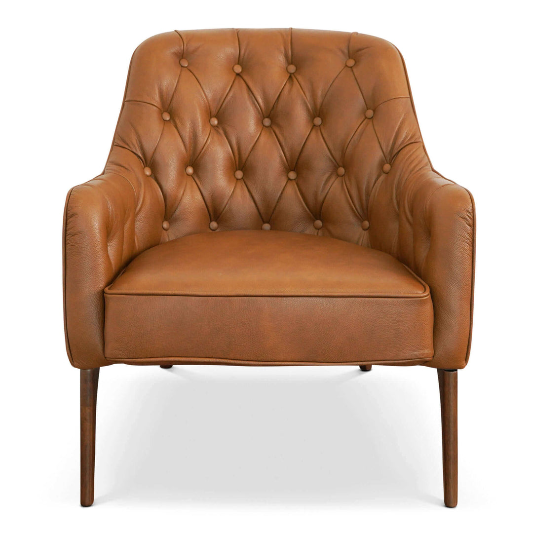 Joshua Tufted Tan Leather Lounge Chair Image 1