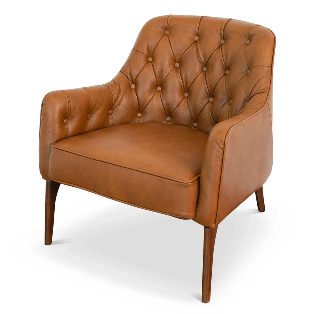 Joshua Tufted Tan Leather Lounge Chair Image 2