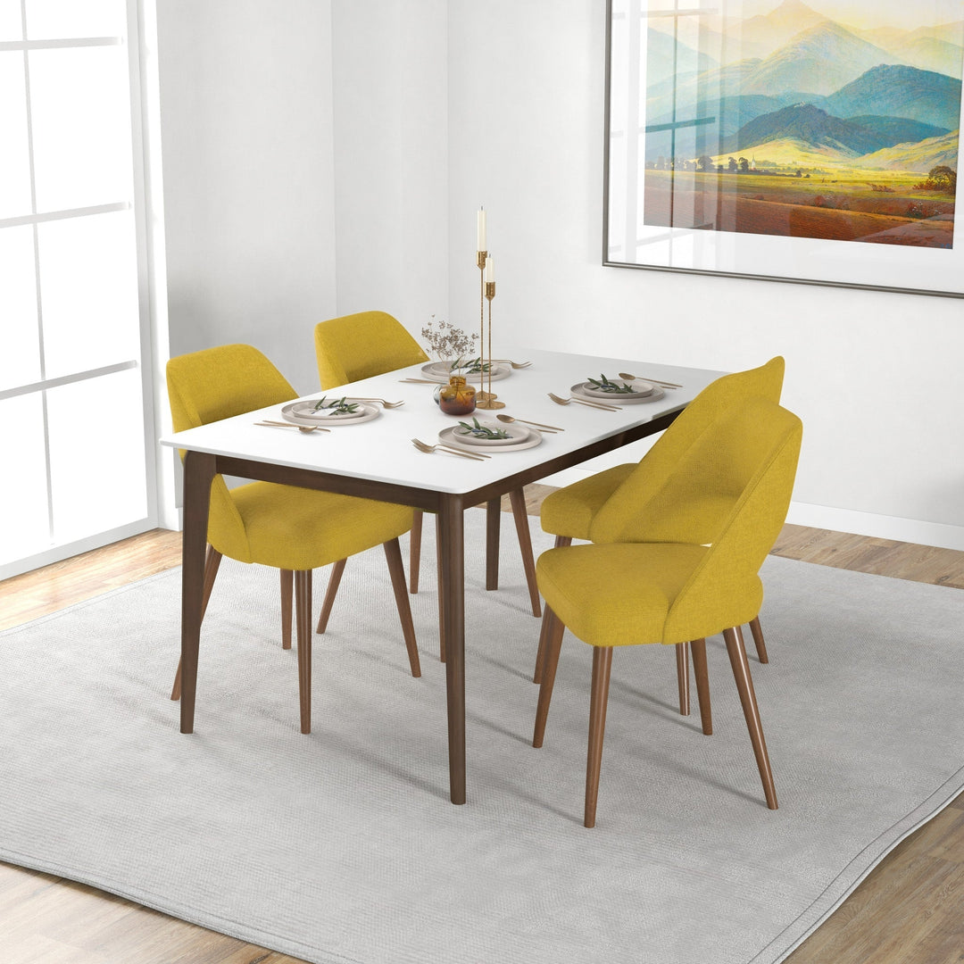 Juliana Mid Century Modern Yellow Fabric Dining Chair (Set Of 2) Image 1